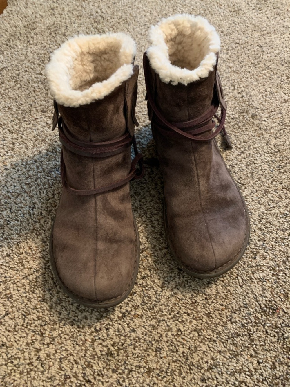 UGG Brown Suede Shearling-Lined Ankle Boots